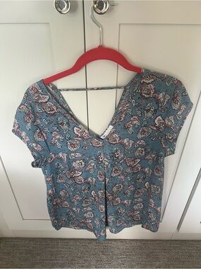 DR2 Teal Paisley V-Neck Blouse